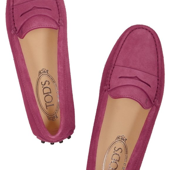 Tod's Shoes - Tods Gommino Suede Pink Loafers